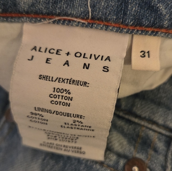 Alice + Olivia TRISH LOW RISE BAGGY JEAN In Lotus Floral Women's 31 Blue White. - Picture 10 of 13